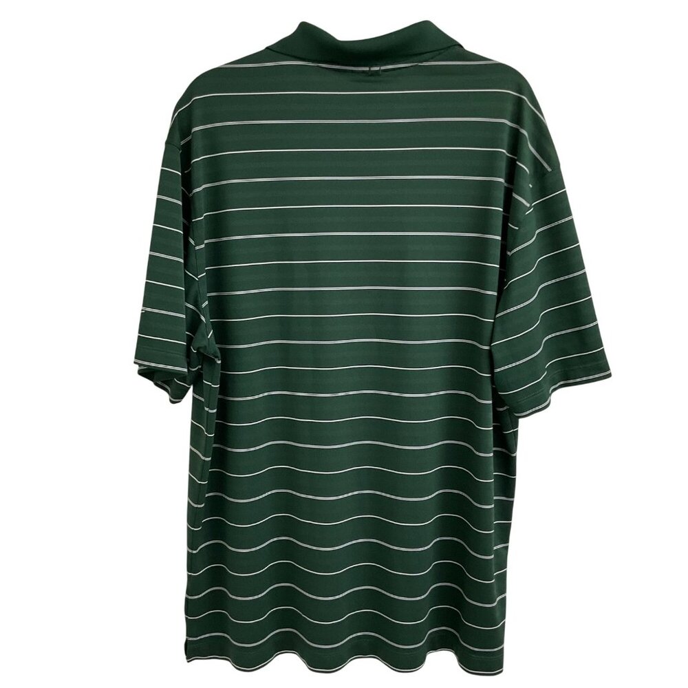Nike Golf Men's XL Green & White Striped Dri-Fit Short Sleeve Polo Shirt - Picture 2 of 10